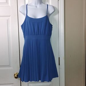 Forever Twenty One Forever 21 Boutique blue spaghetti strap pleated dress  Sz L